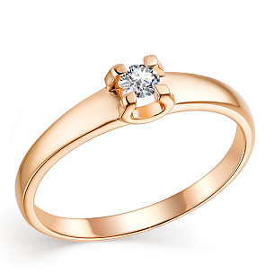 Кольцо из красного золота с бриллиантом