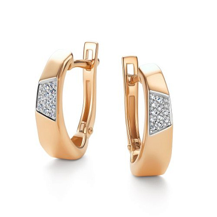 Серьги с английским замком из красного золота с бриллиантами