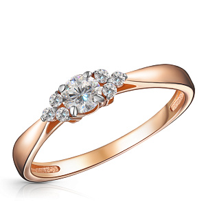 Кольцо из красного золота с фианитом