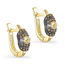 Серьги с английским замком из желтого золота с бриллиантами