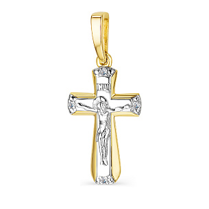 Крест из желтого золота с бриллиантом