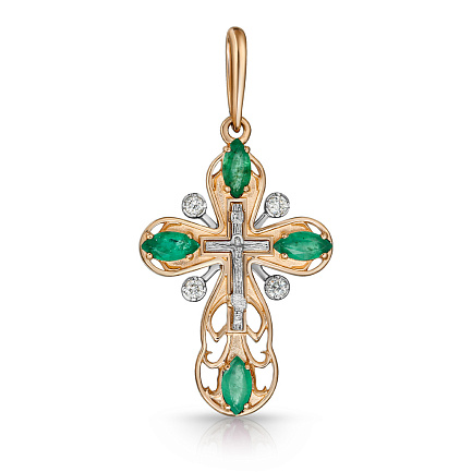 Крест из красного золота с бриллиантами