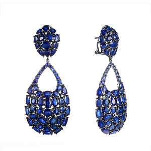 Серьги из золота с бриллиантами, сапфирами