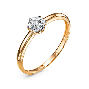 Кольцо из красного золота с бриллиантом