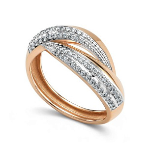 Кольцо из красного золота с бриллиантом