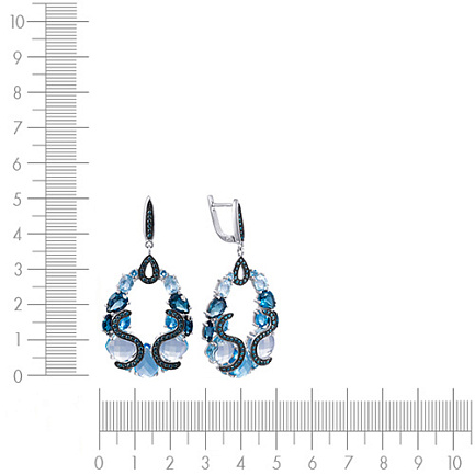 Серьги с английским замком из белого золота с топазами