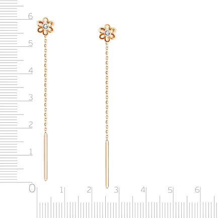 Продевки из красного золота с фианитом