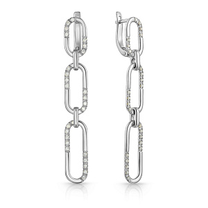 Серьги с английским замком из белого золота с бриллиантами