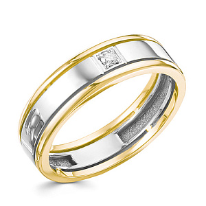 Кольцо обручальное из комбинированного золота