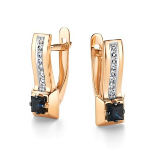 Серьги с английским замком из красного золота с бриллиантом