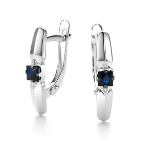 Серьги с английским замком из белого золота с бриллиантами