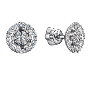 Пусеты из белого золота с бриллиантами