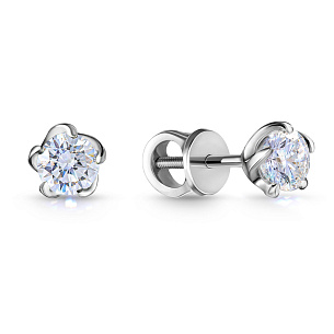 Пусеты из белого золота с бриллиантом