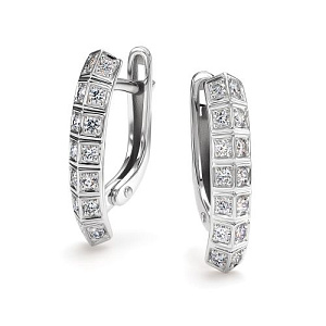 Серьги с английским замком из белого золота с бриллиантами