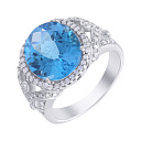 Кольцо из белого золота с бриллиантами, топазом