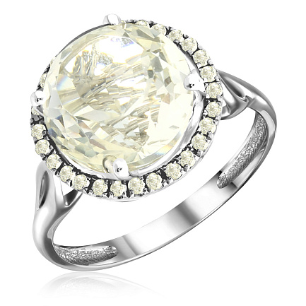 Кольцо из белого золота с бриллиантами, топазом