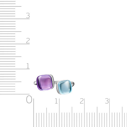 Кольцо из белого золота с аметистом, топазом