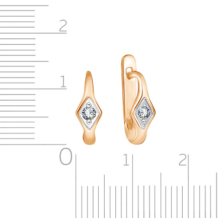 Серьги с английским замком из красного золота с бриллиантами