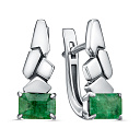 Серьги с английским замком из серебра с изумрудами