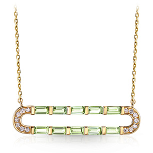 Колье из желтого золота с хризолитом