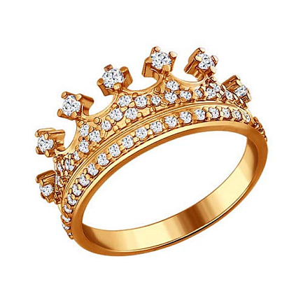 Серебряное кольцо с фианитами "Корона"