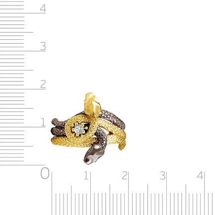 Позолоченное серебряное кольцо с фианитом Змея