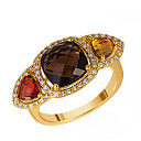 Кольцо из желтого золота с бриллиантами, гранатом
