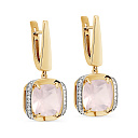 Серьги с английским замком из желтого золота с бриллиантами