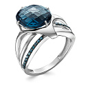 Кольцо из белого золота с бриллиантами, топазом