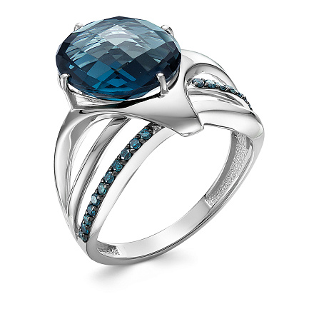 Кольцо из белого золота с бриллиантами, топазом