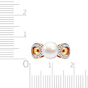 Кольцо из красного золота с жемчугом, фианитом