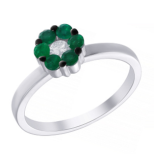 Кольцо из белого золота с изумрудом