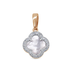 Подвеска из красного золота с бриллиантами, перламутром