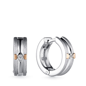 Серьги с английским замком из серебра с бриллиантами