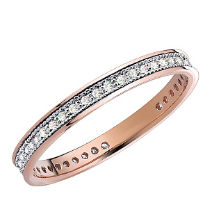 Кольцо обручальное из красного золота с бриллиантом