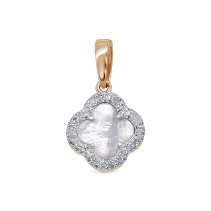 Подвеска из красного золота с бриллиантами, перламутром