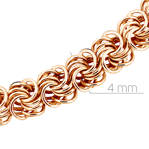 Браслет ручной работы из красного золота, плетение розочка