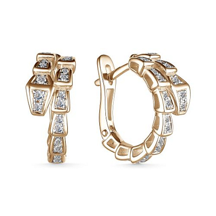 Серьги с английским замком из красного золота с бриллиантами