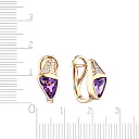 Серьги с английским замком из желтого золота с аметистами