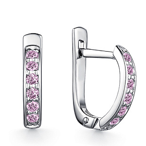 Серьги с английским замком из серебра с фианитом