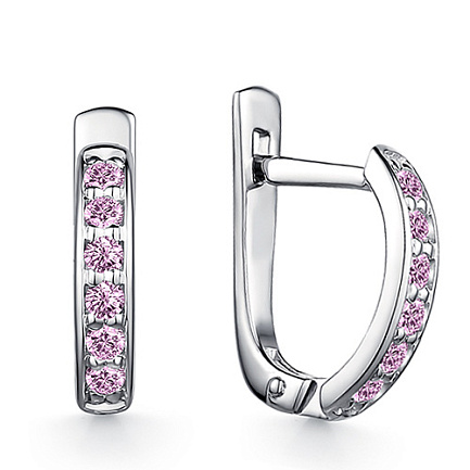 Серьги с английским замком из серебра с фианитом