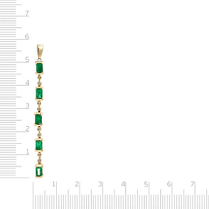 Подвеска из желтого золота с бриллиантами, изумрудами