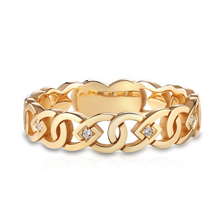 Кольцо обручальное из жёлтого золота с бриллиантами