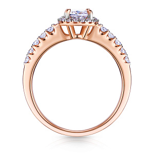 Кольцо из красного золота с фианитом