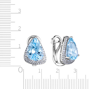 Серьги с английским замком из белого золота с топазом