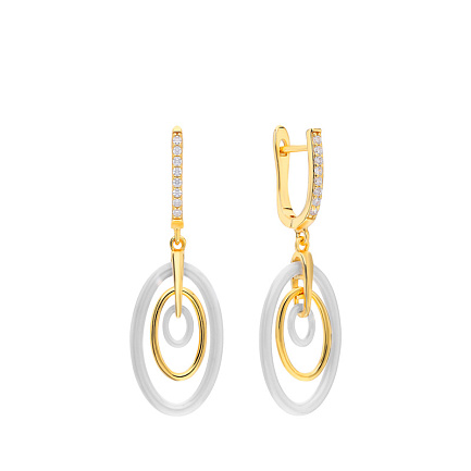 Серьги с английским замком из серебра с позолотой