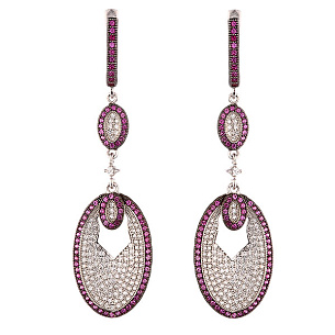 Серьги с английским замком из серебра с фианитом