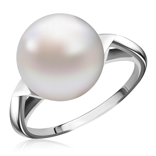Кольцо с жемчугом из белого золота