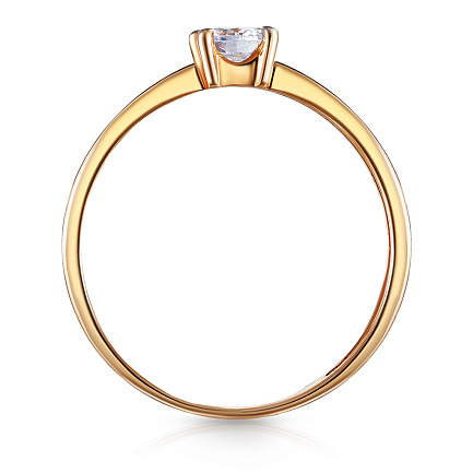 Кольцо из красного золота с фианитом