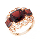 Кольцо из красного золота с бриллиантами, гранатами